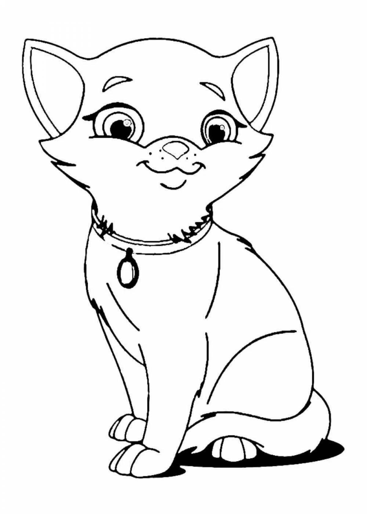 Coloring page energetic cat