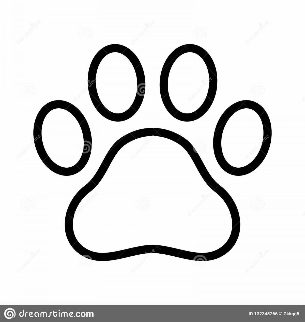 Adorable cat paw coloring page