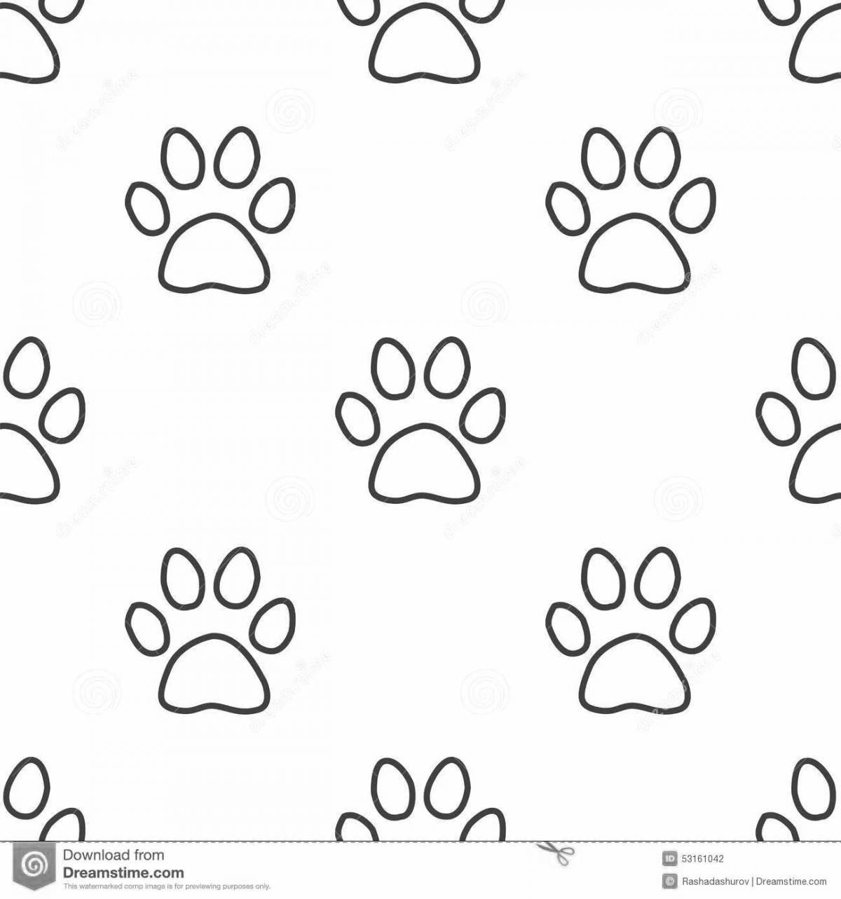 Coloring page happy cat's paw