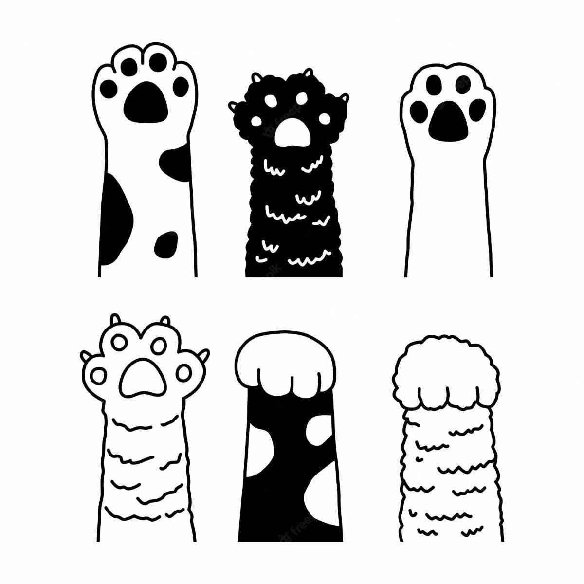 Comic cat paw coloring page