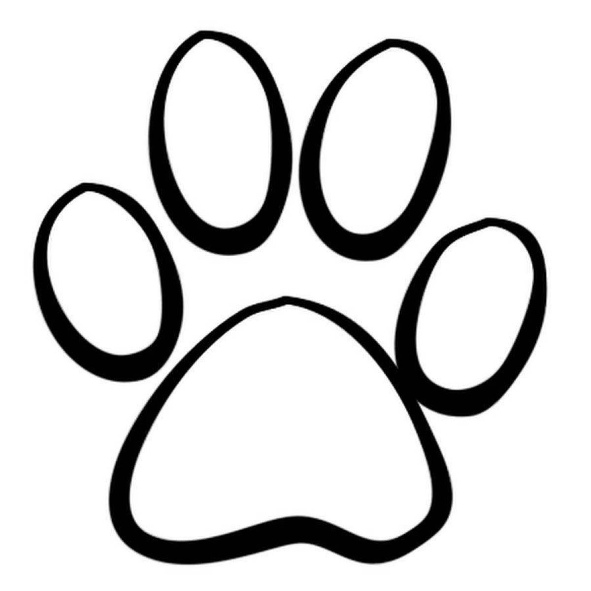 Glittering cat paw coloring page