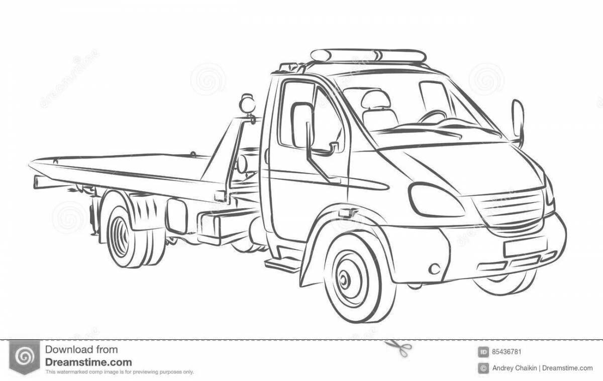 Colorful tow truck coloring page