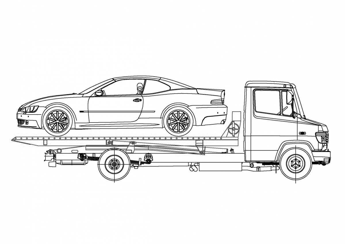 Exciting tow truck coloring page