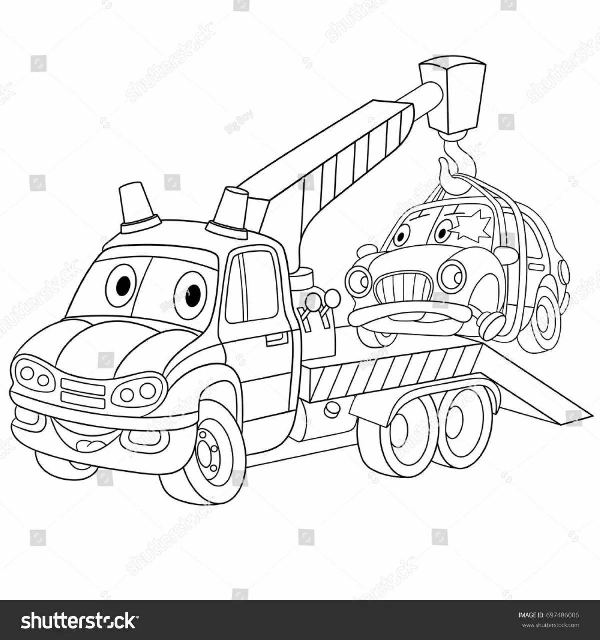 Fat tow truck coloring page