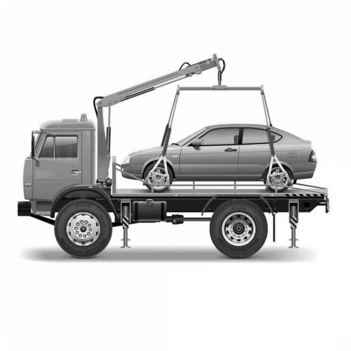 Luminous tow truck coloring page