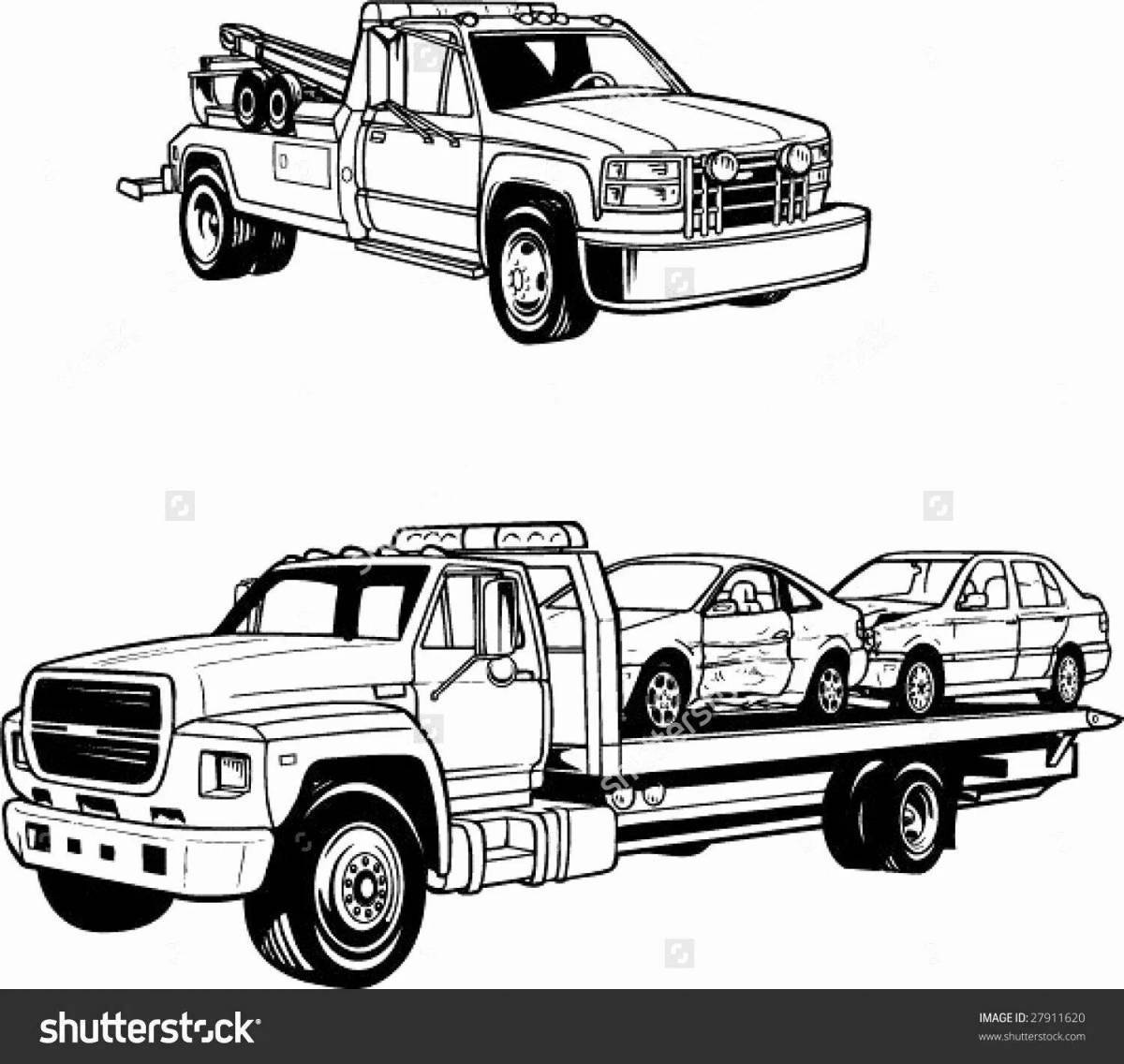 Glittering tow truck coloring page