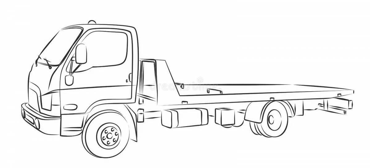 Detailed tow truck coloring page