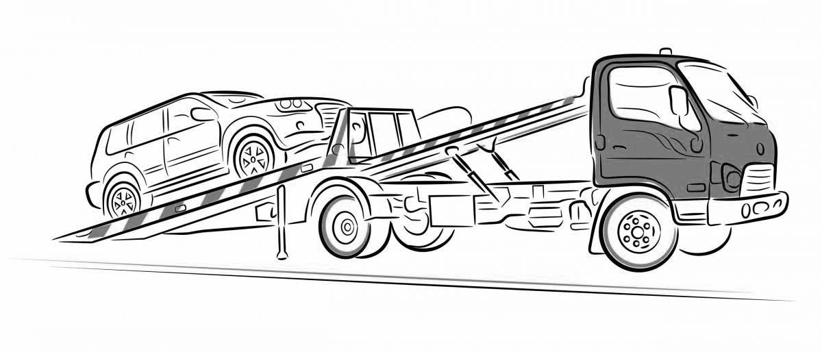 Complex tow truck coloring page