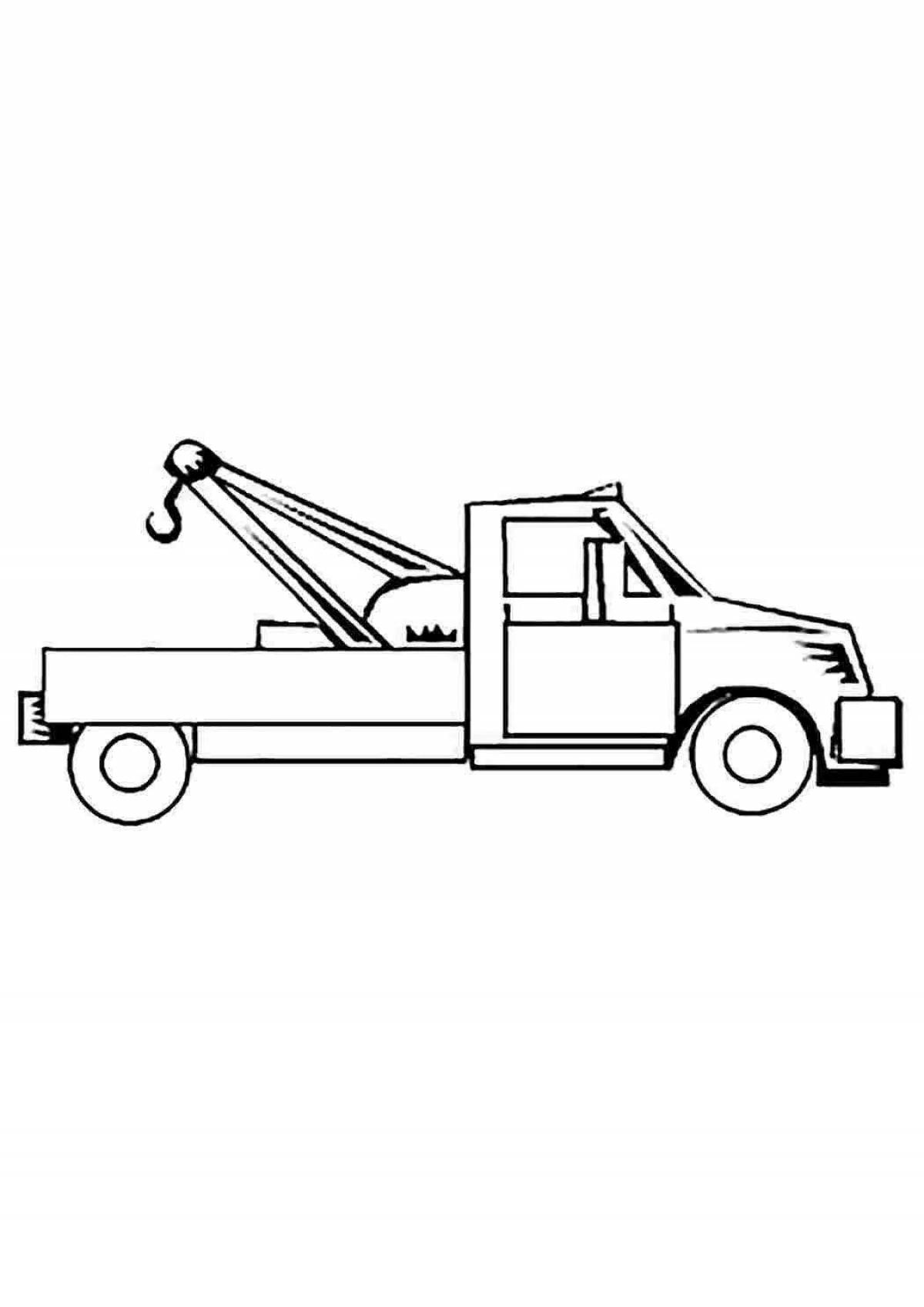 Artistic tow truck coloring page