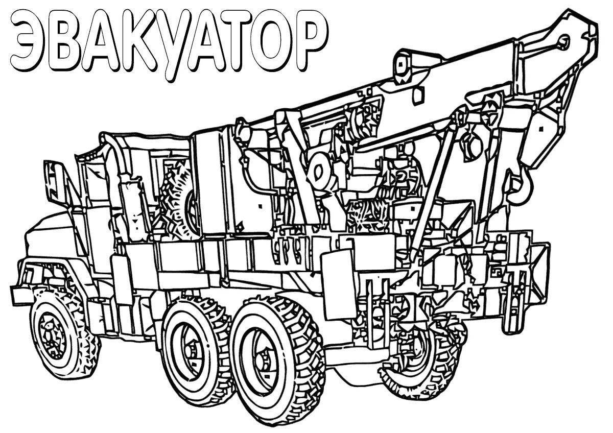 Charming tow truck coloring page