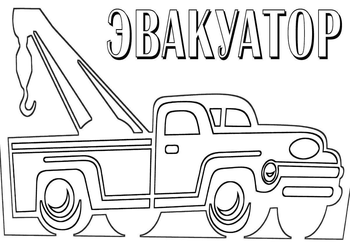 Coloring page for a fun tow truck