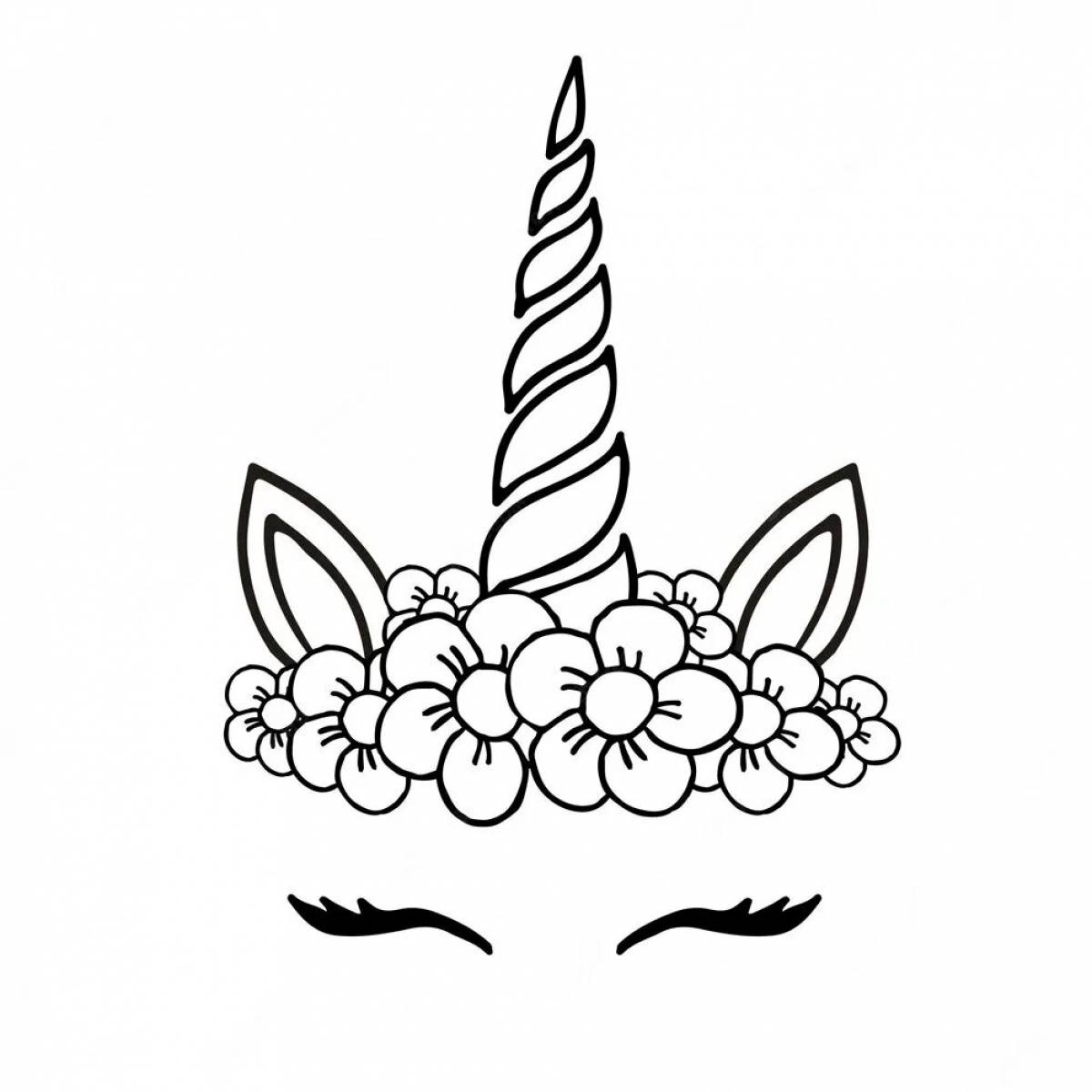 Exalted unicorn horn coloring page