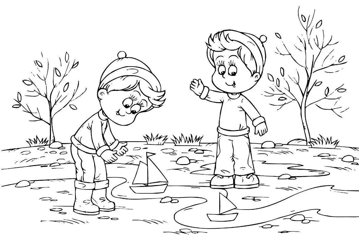 Coloring page in early spring