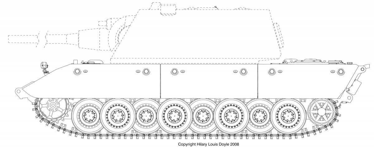 Раскраска веселый танк e100