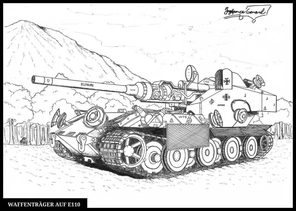 Радостная страница раскраски танка e100