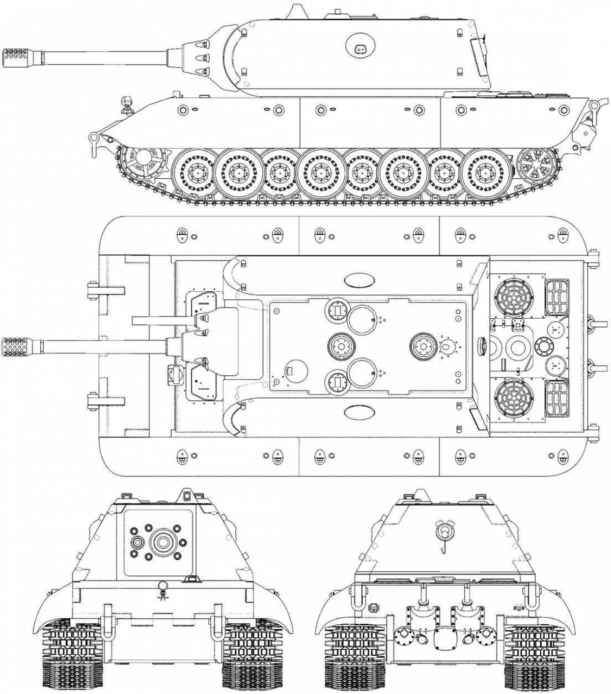 Потрясающая страница раскраски танка e100