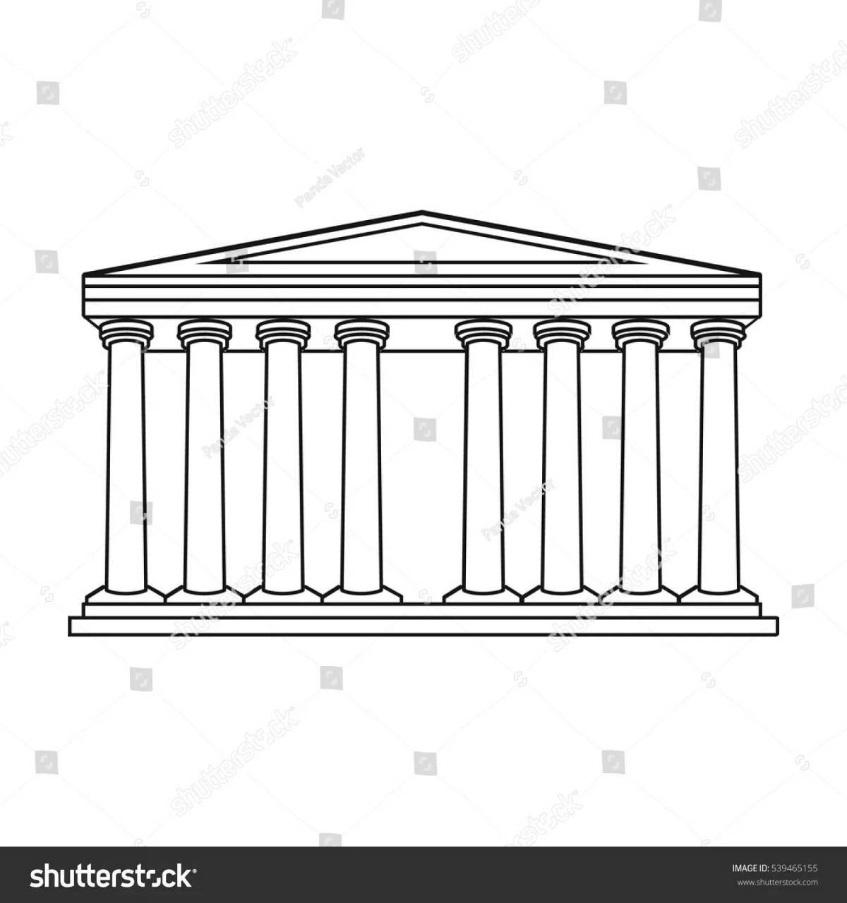 Богато украшенная раскраска древнегреческий храм