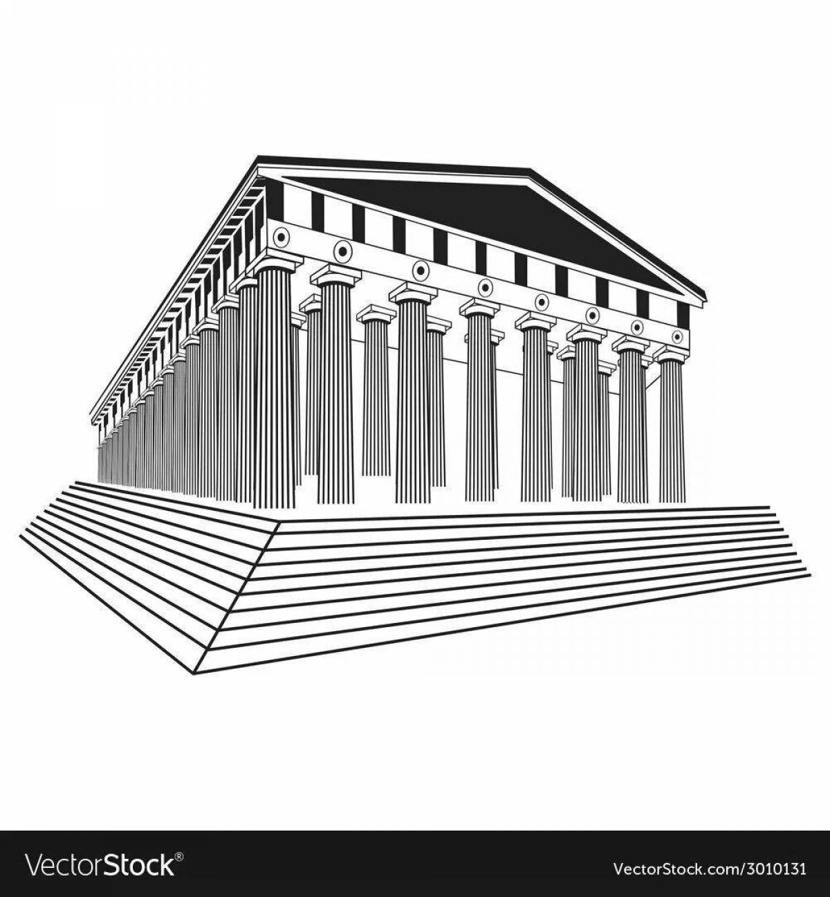 Великолепная раскраска древнегреческий храм
