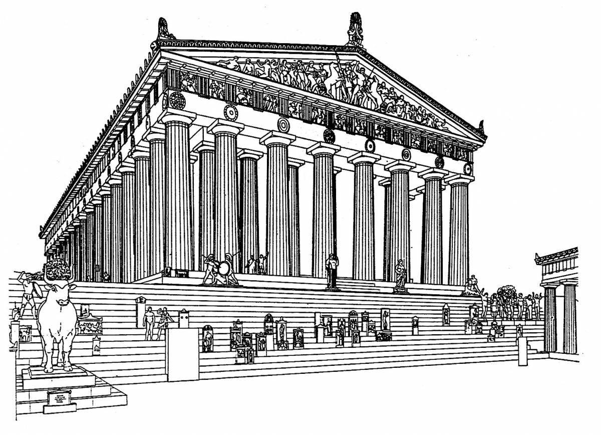 Впечатляющая раскраска древнегреческий храм