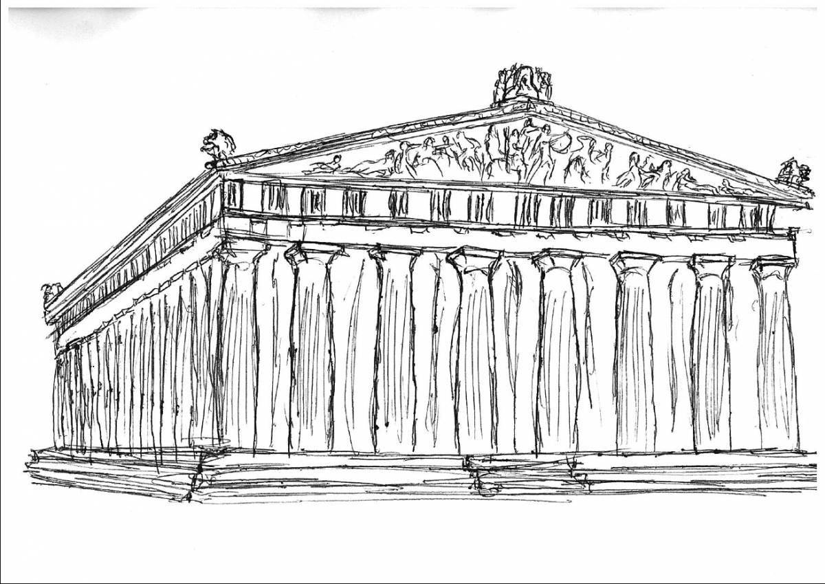 Потрясающая раскраска древнегреческий храм