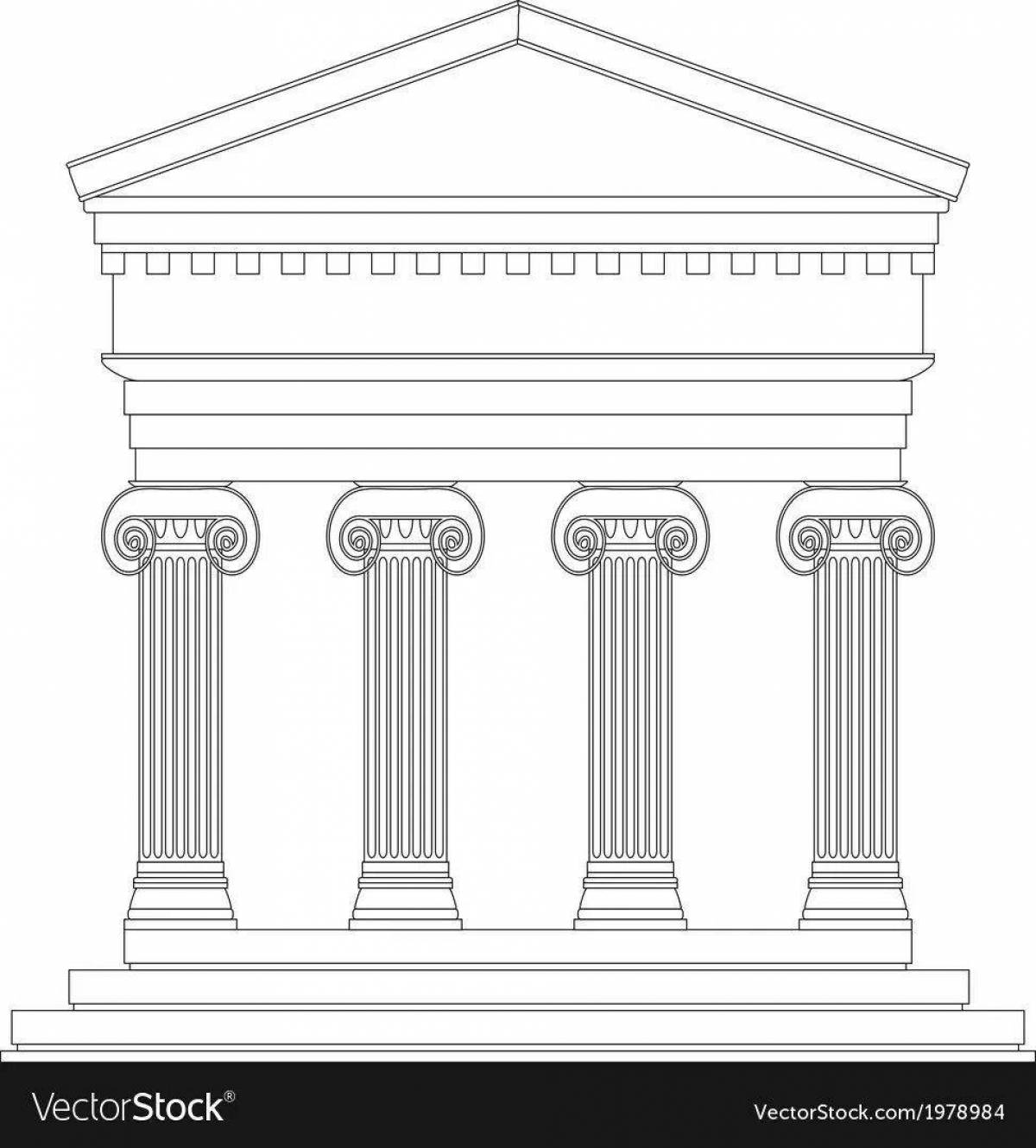 Exquisite ancient greek temple coloring book