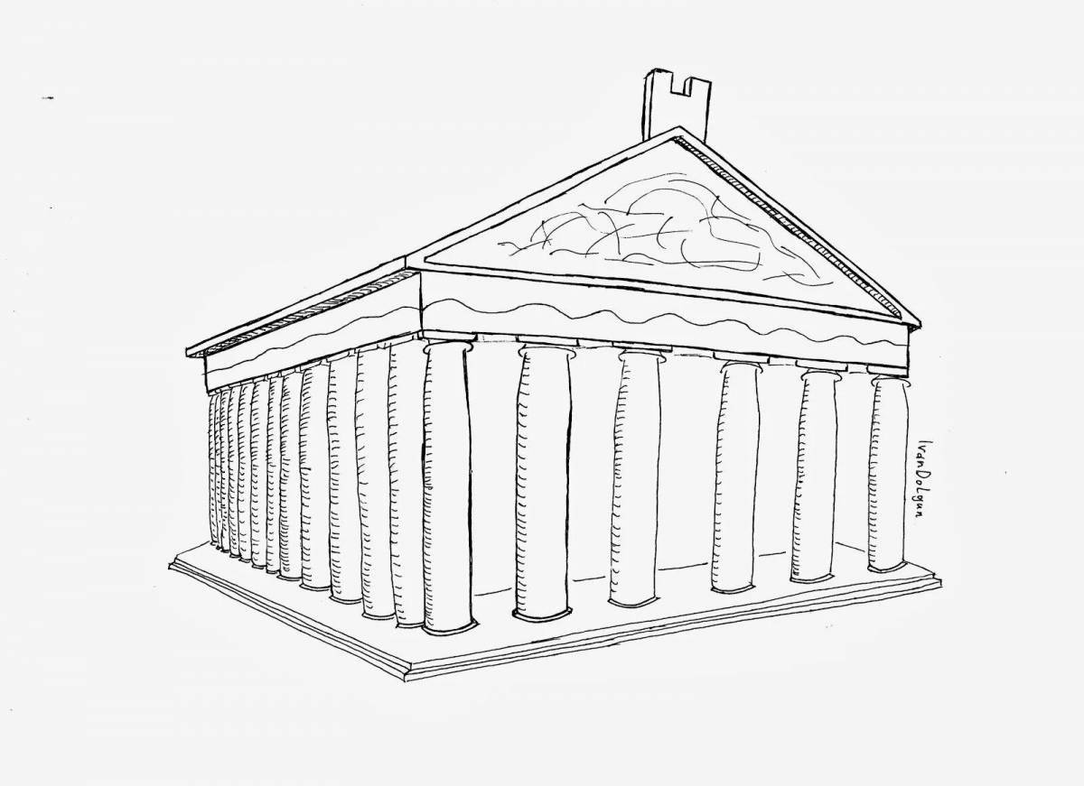 Элегантная раскраска древнегреческий храм