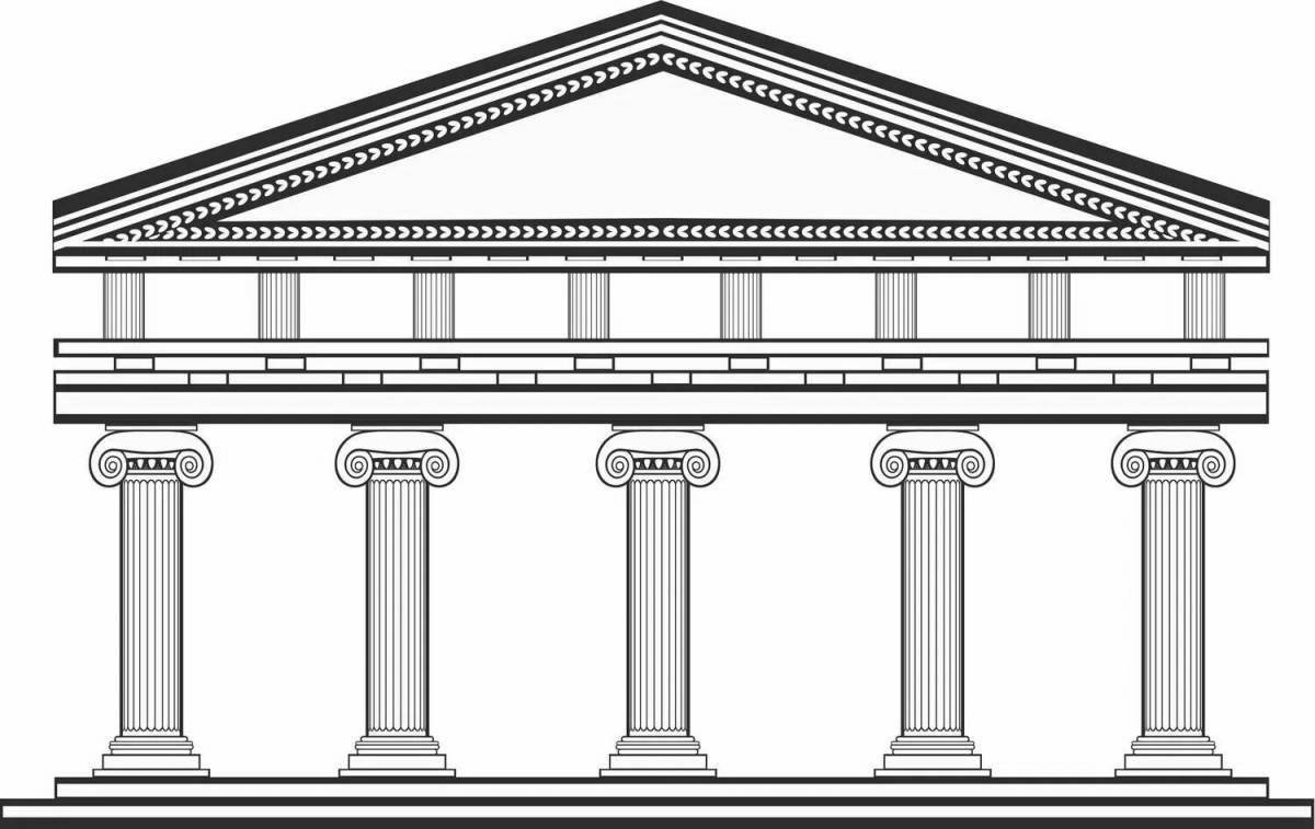 Царственная раскраска древнегреческий храм