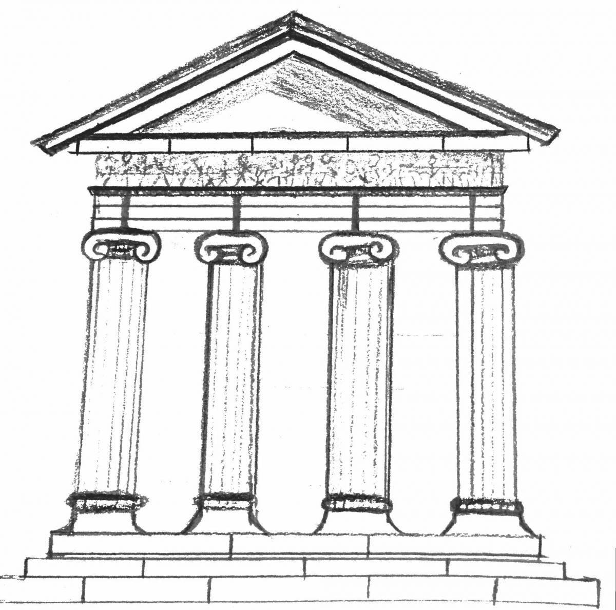 Грандиозная раскраска древнегреческий храм