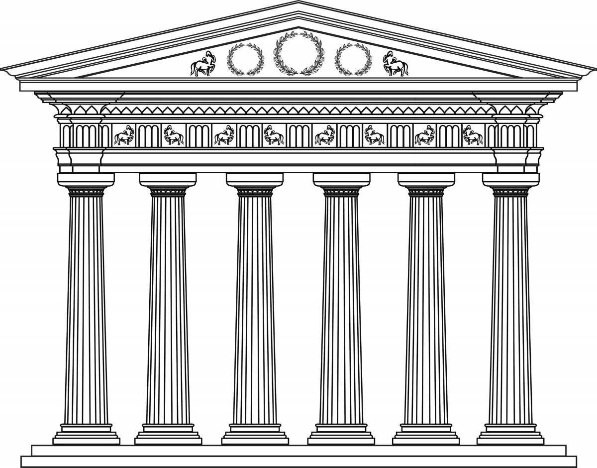 Monumental coloring ancient Greek temple
