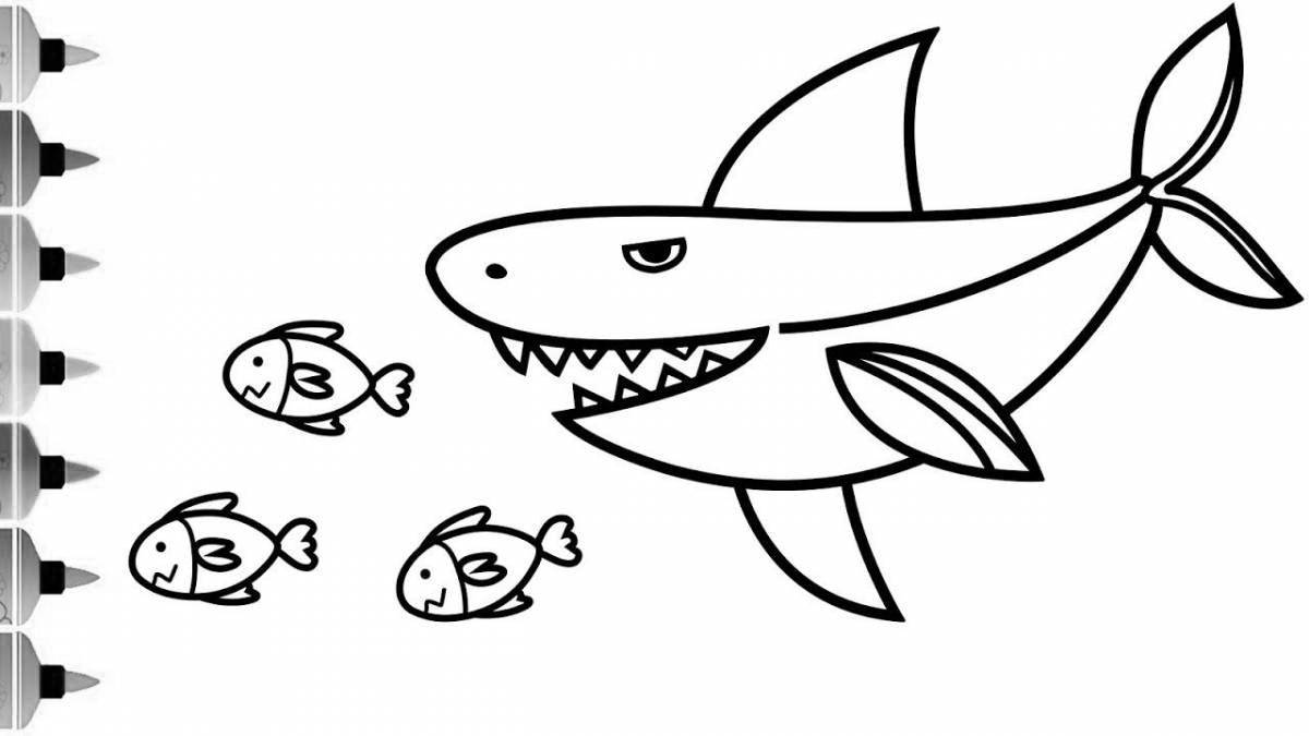 Joyful shark coloring page