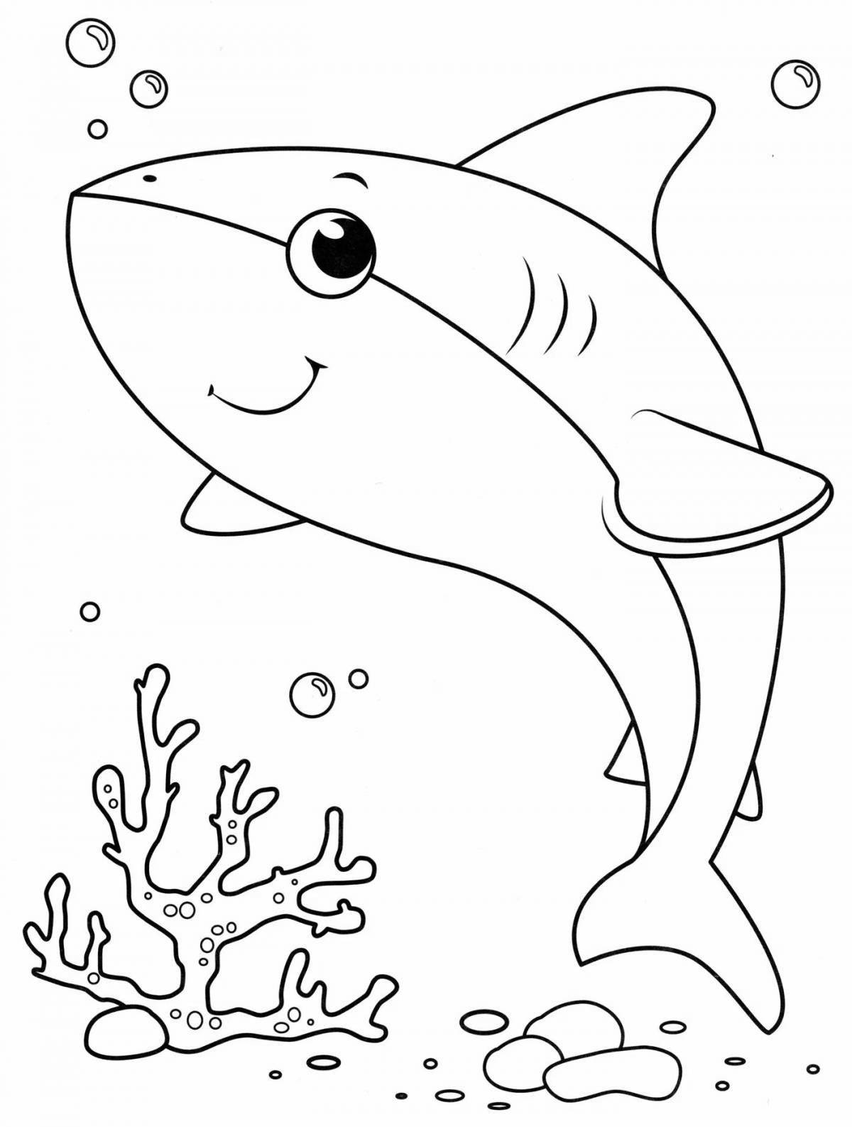 Playful shark coloring page
