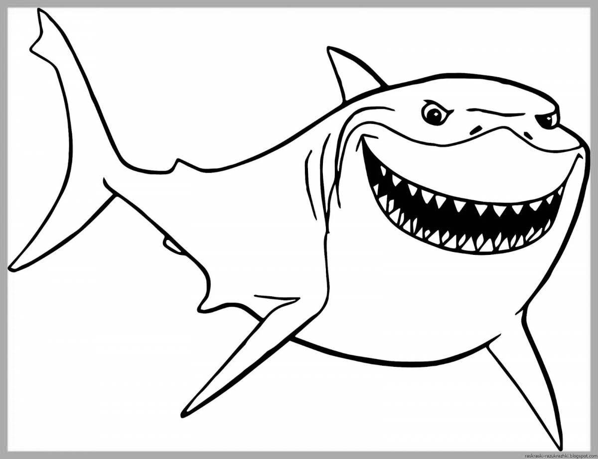 Раскраска веселая акула