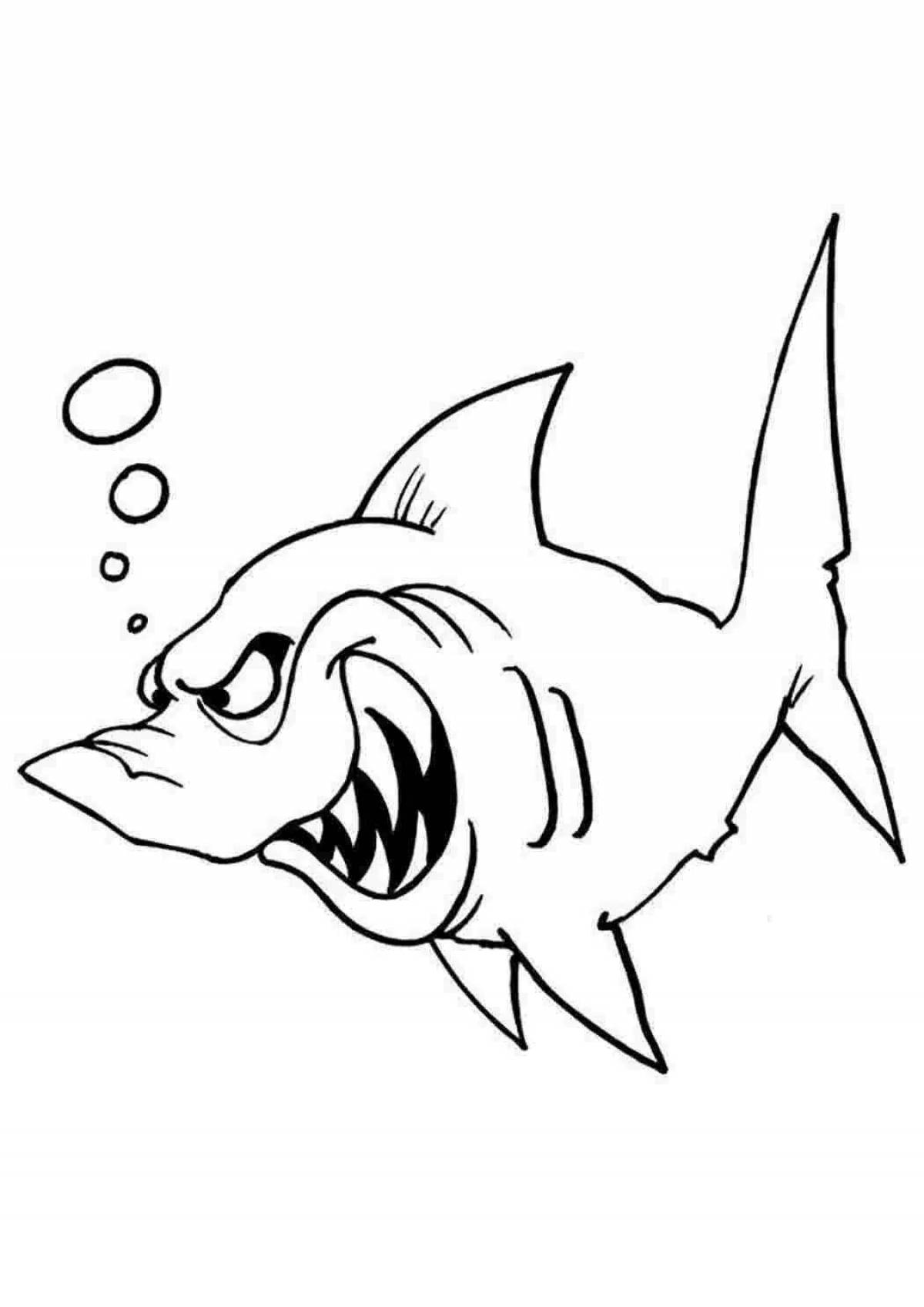 Photo Colourful shark coloring page