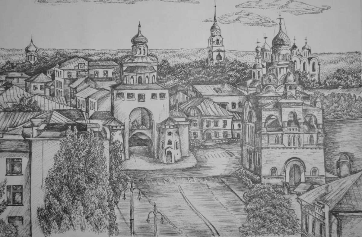 Coloring book the magnificent city of vladimir