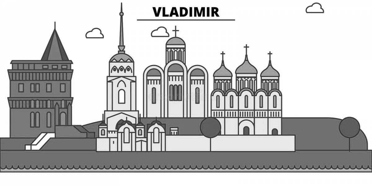 Fantastic coloring of the city of vladimir