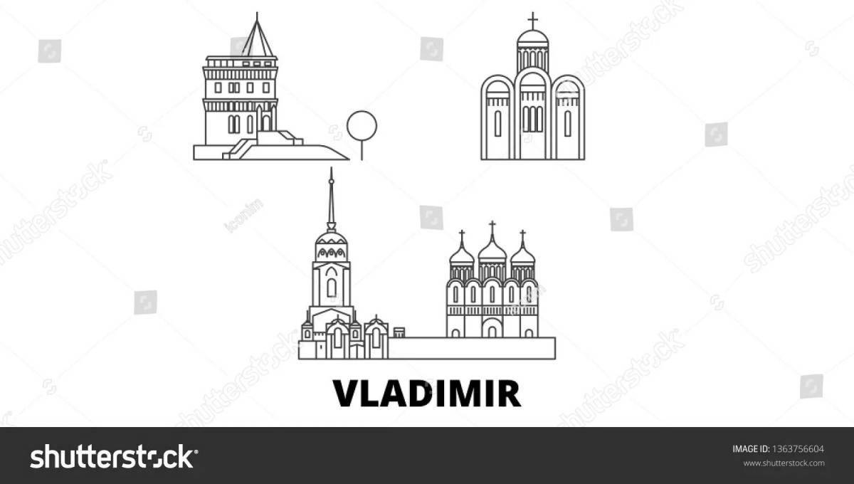 Coloring page dazzling city vladimir