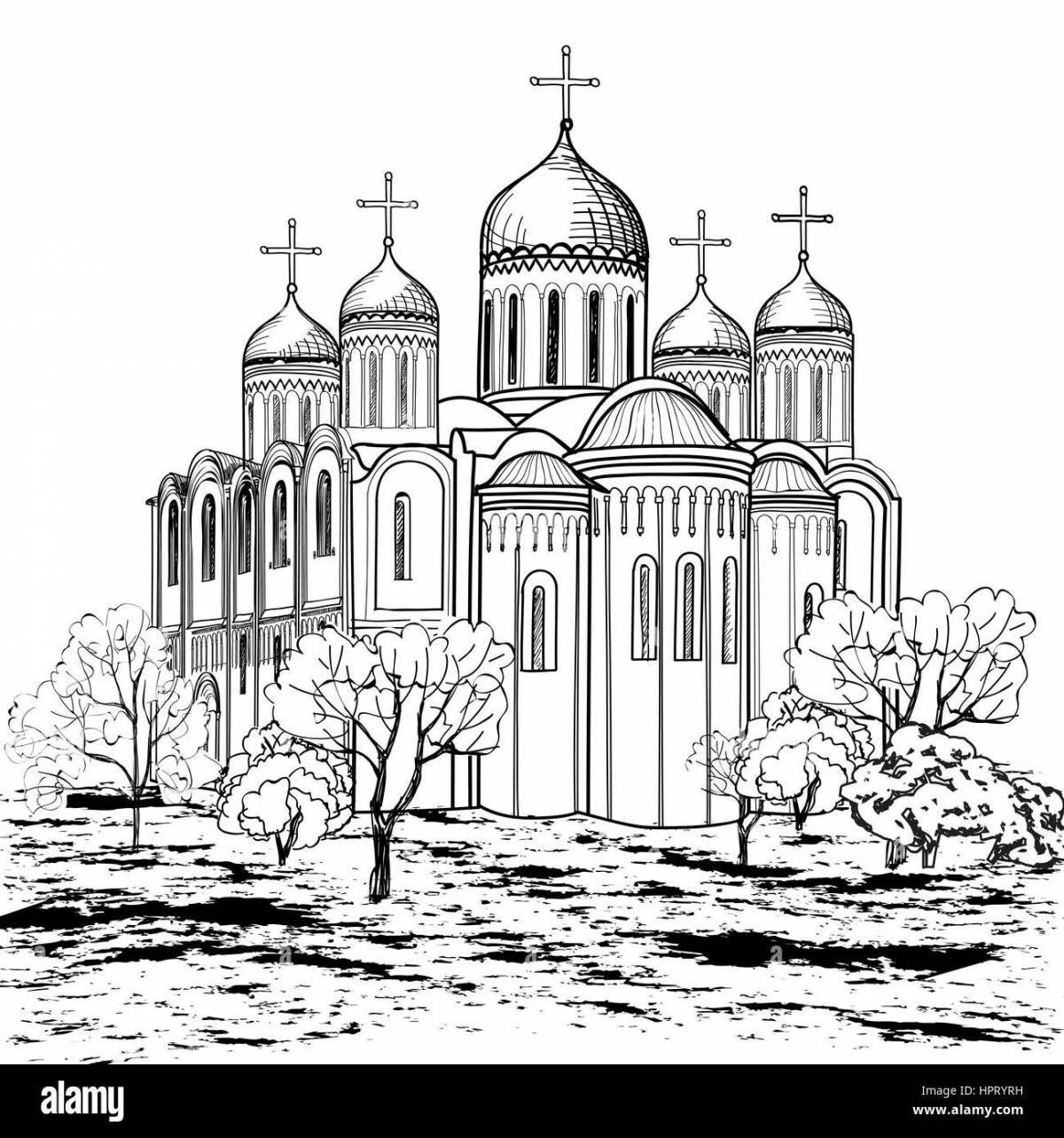 Coloring page mysterious city vladimir