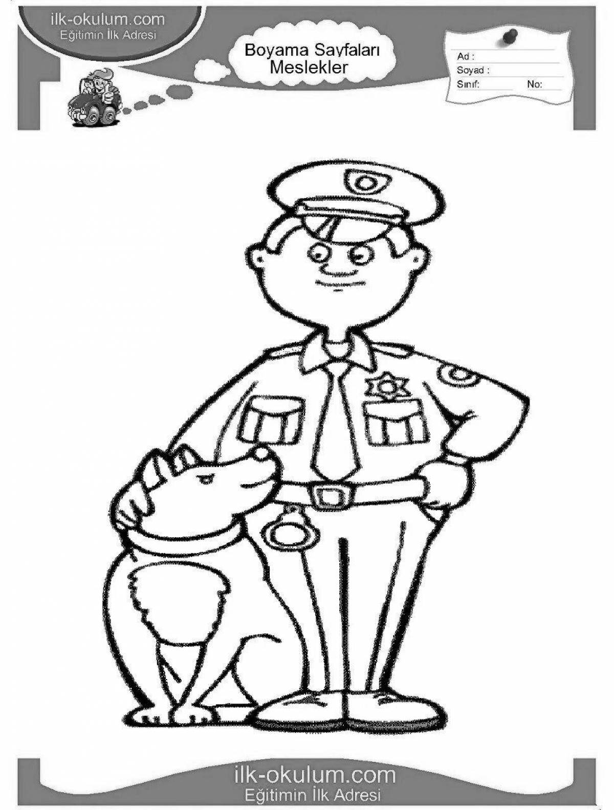 Coloring page funny policeman