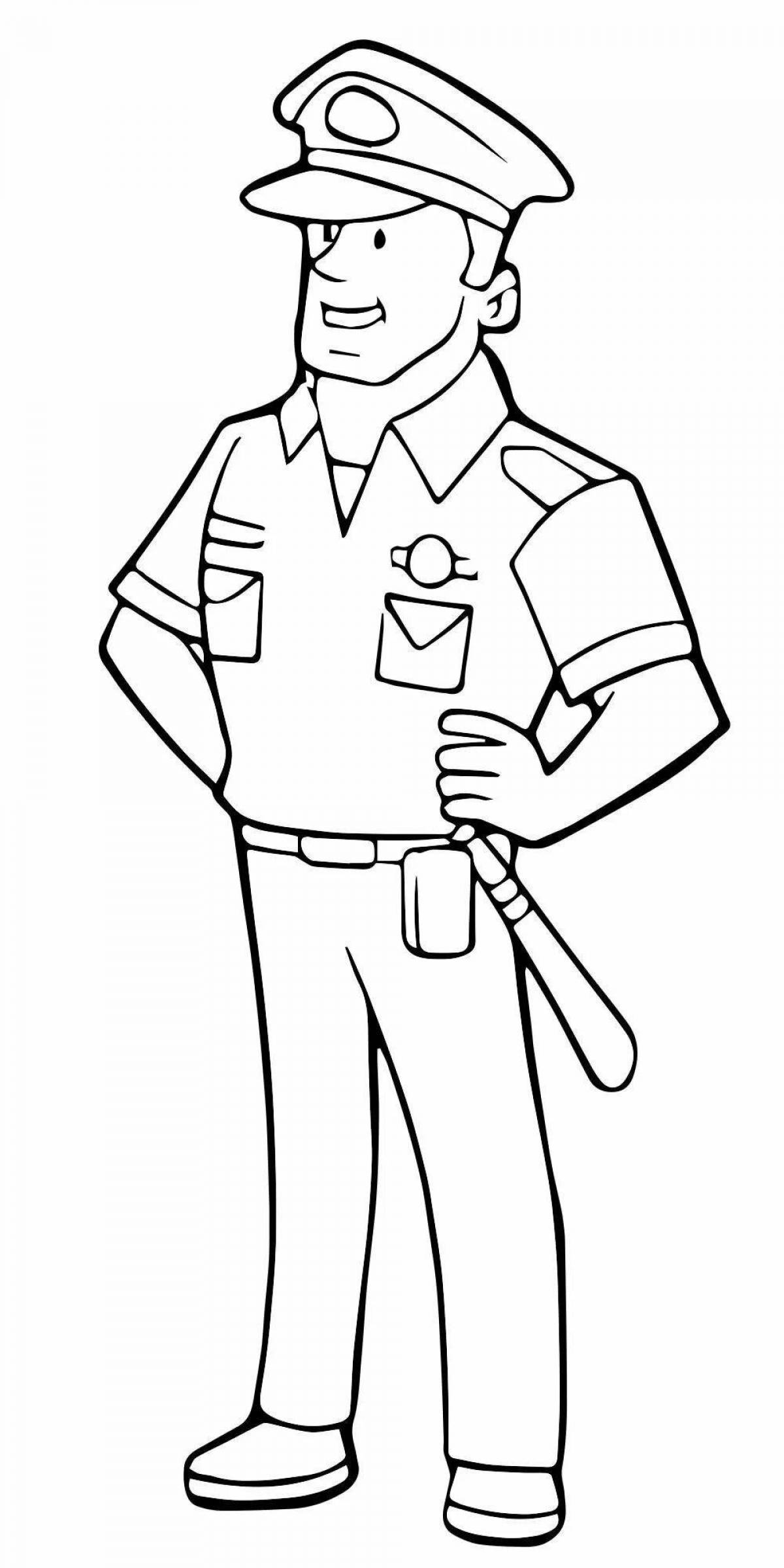 Joyful policeman coloring page