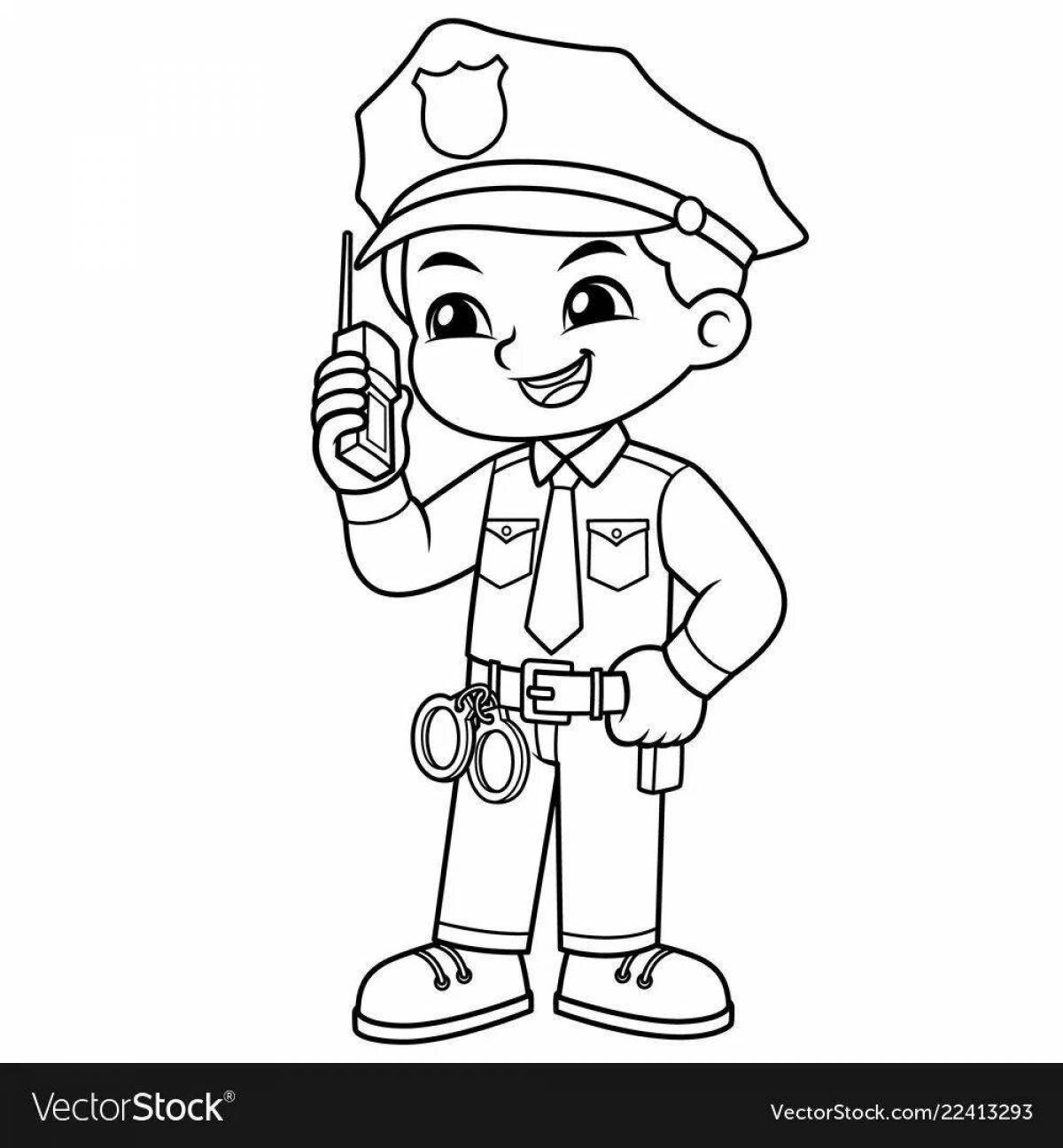 Coloring page brave policeman