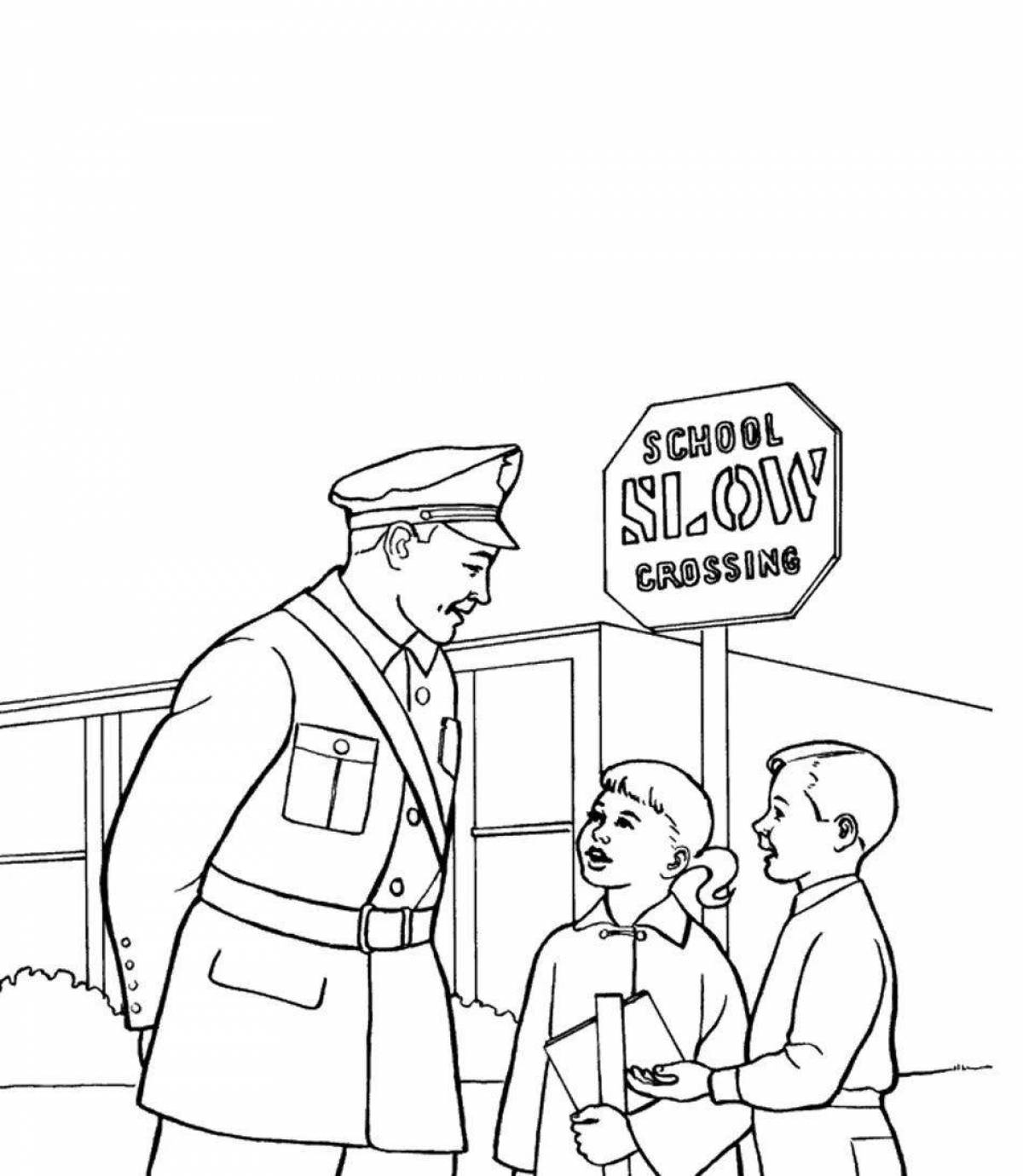 Coloring page fearless policeman