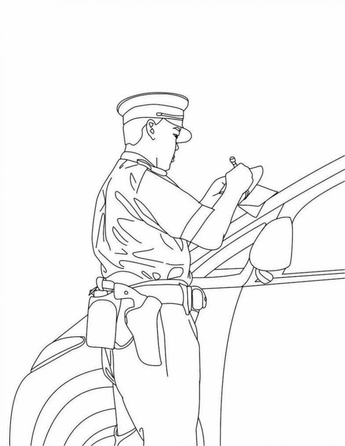 Coloring noble policeman