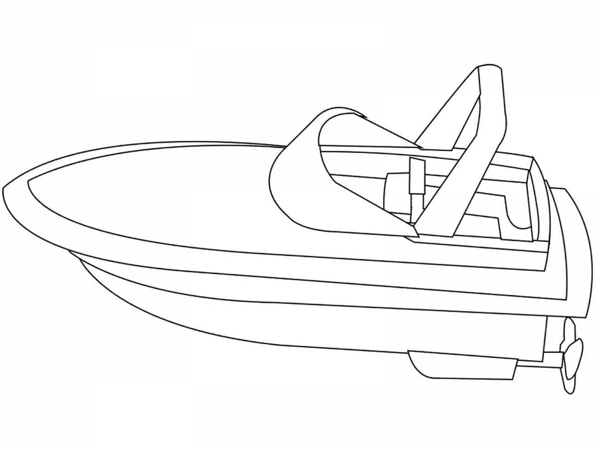 Colorful coloring page with motor boat