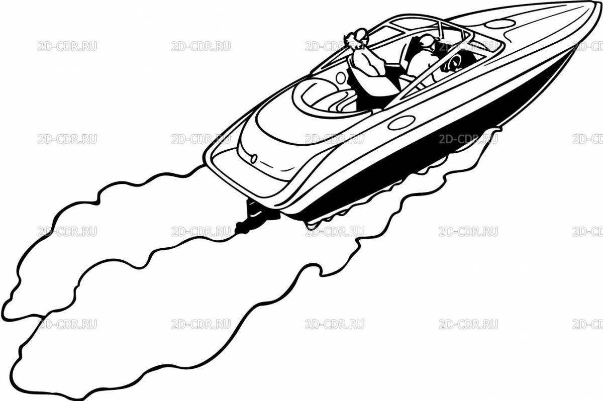 Majestic motorboat coloring page