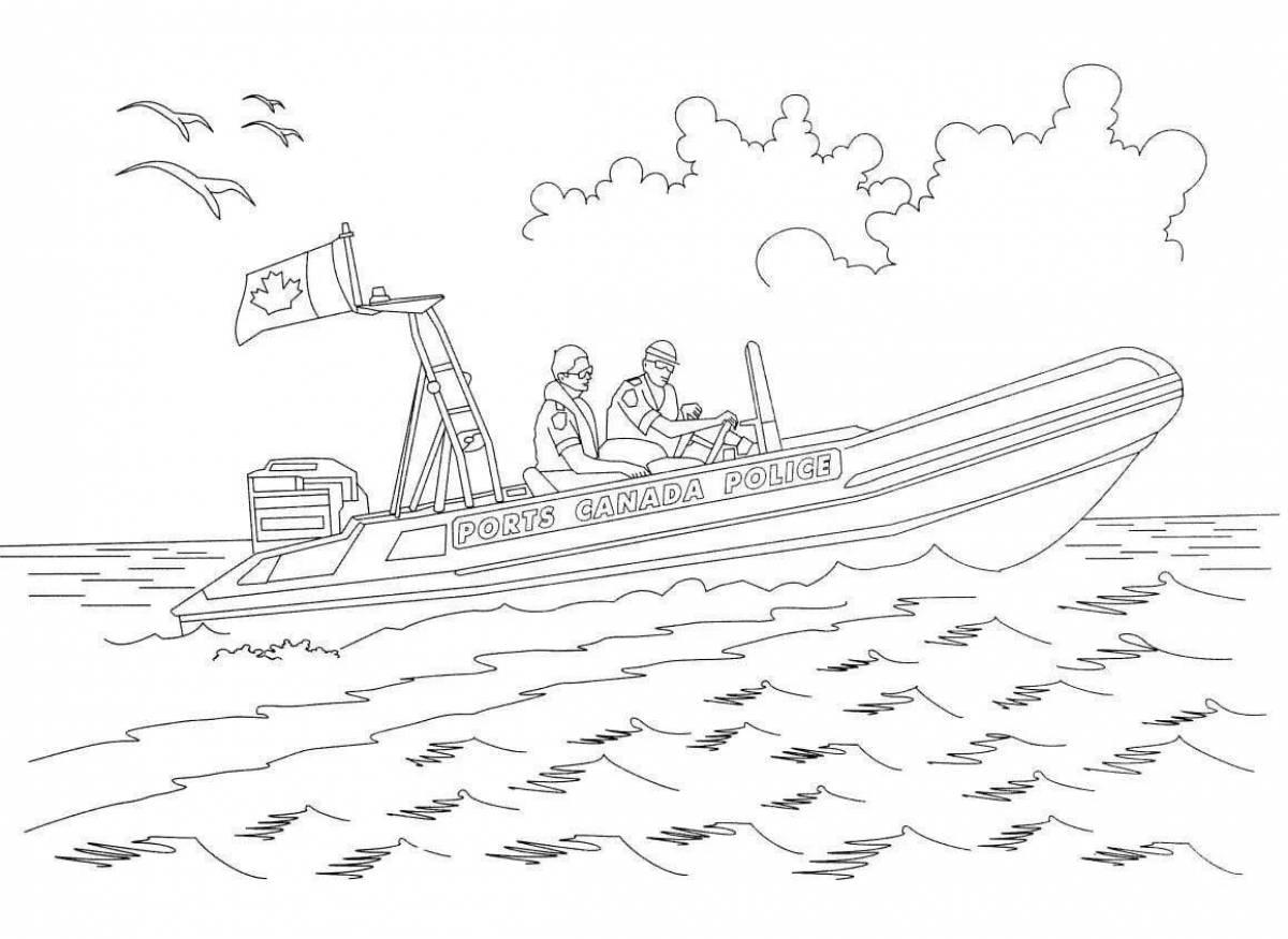 Shiny motorboat coloring page
