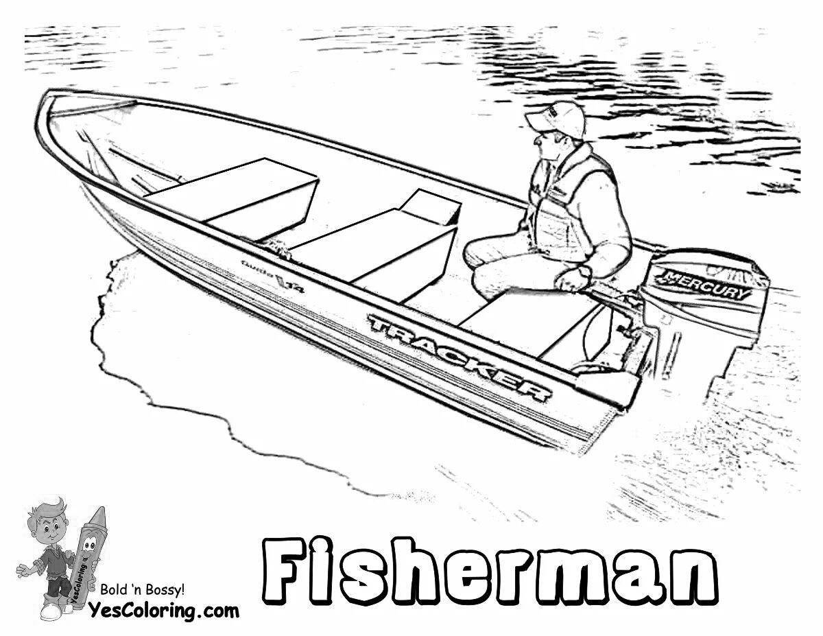 Exquisite motorboat coloring page