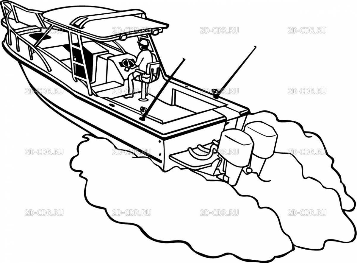 Adorable motorboat coloring page