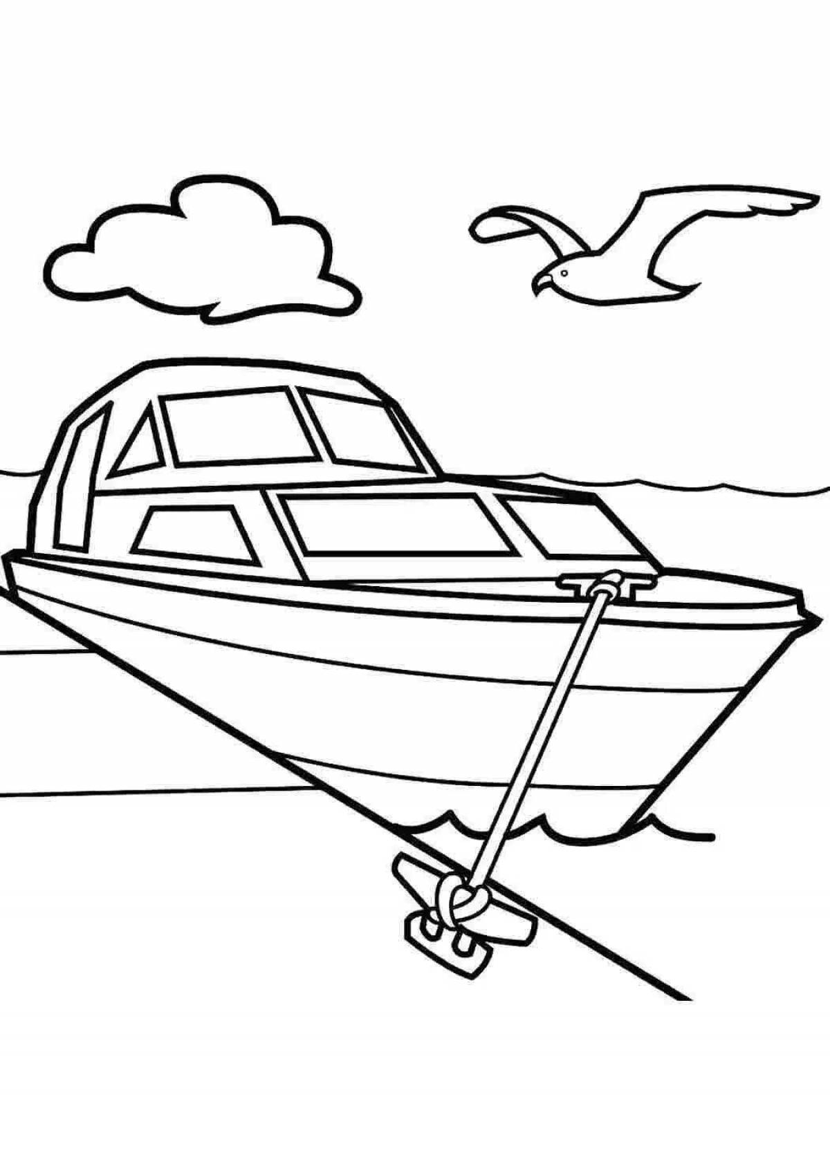 Coloring page joyful motorboat