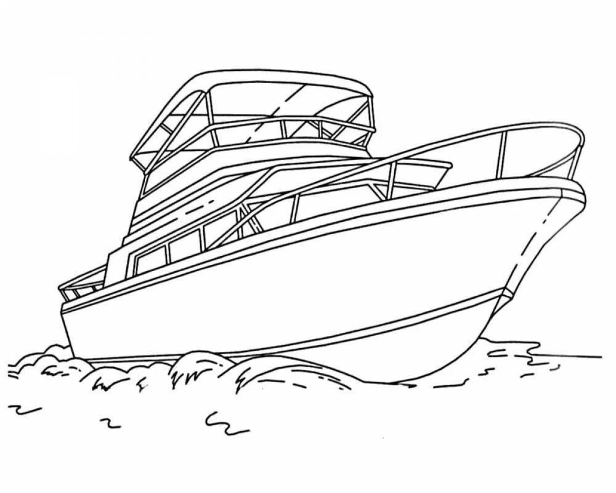 Забавная раскраска моторной лодки