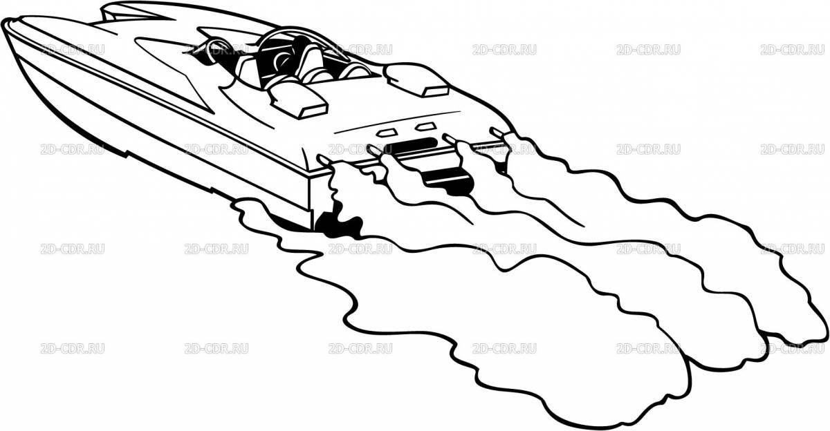 Large motorboat coloring page